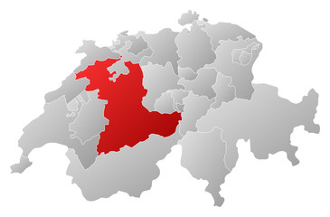 Map of Swizerland, Bern highlighted