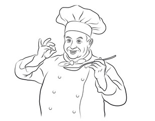 Dicker Koch, probierend