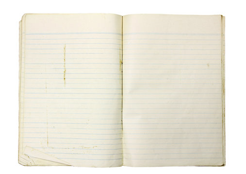 Vintage notebook with line on white background (Clipping paths)