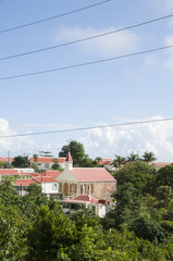 Fototapeta na wymiar wieś z kościołem Saba holenderskich Antyli Holenderskich na Karaibach