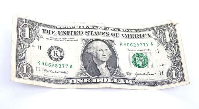 One dollar bill isolated