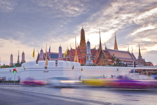 twilight Wat pra kaew Grand palace at dustt,Bangkok Thailand
