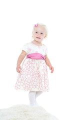 beautiful girl in an elegant summer dress.