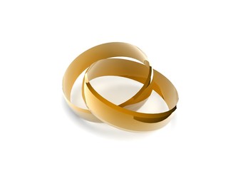 Golden rings. 3D render.