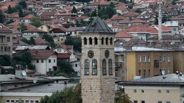 Old clock tower in Sarajevo, Bosnia and Herzegovina