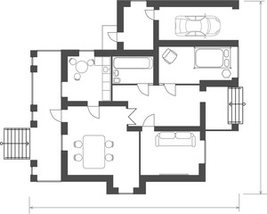 plan of flat isolated on white