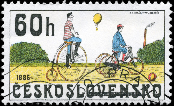 CZECHOSLOVAKIA - CIRCA 1979 Bicycles from 1886