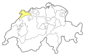 Map of Swizerland, Jura highlighted