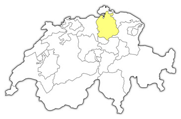 Naklejka premium Map of Swizerland, Zurich highlighted