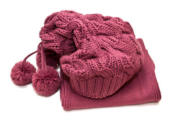 hat and scarf on a white background
