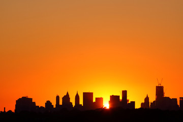 Fototapeta na wymiar Sunset over Lower Manhattan, New York City