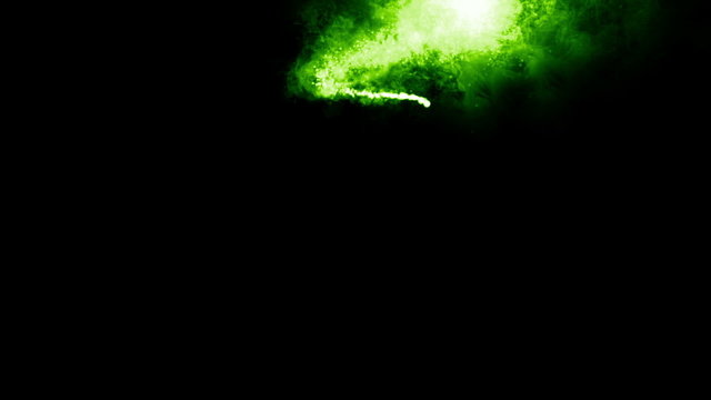 Flying green particles