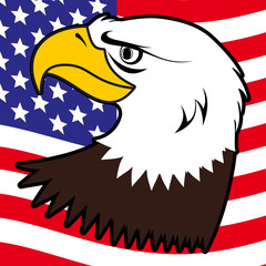 American bald eagle and flag background illustration