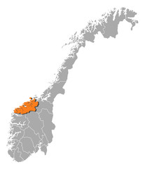 Map of Norway, Møre og Romsdal highlighted