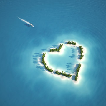 paradise heart shaped island