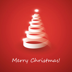 Christmas tree made from white ribbon