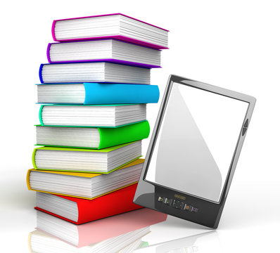 E-reader and books