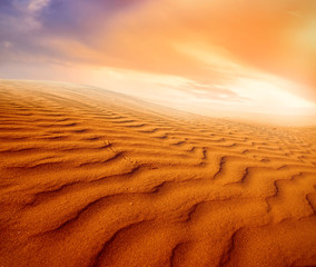 Fototapeta na wymiar sunset in sand desert