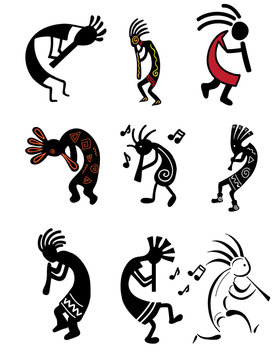 Various New Mexico Kokopelli Set Art Illustration Cartoon