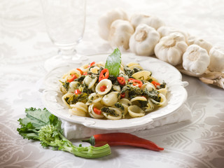 orecchiette wuth turnip top and hot chili pepper