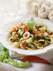 orecchiette wuth turnip top and hot chili pepper