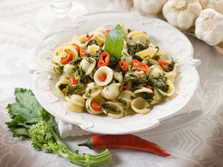 orecchiette wuth turnip top and hot chili pepper