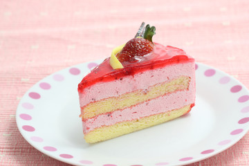 Strawberry Cake in pink background