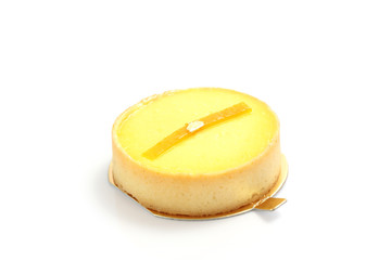Lemon cheesecake isolated in white background