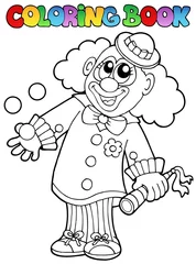 Photo sur Plexiglas Bricolage Livre de coloriage avec le clown heureux 8