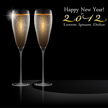 Happy New Year Background with Glass of Champagne