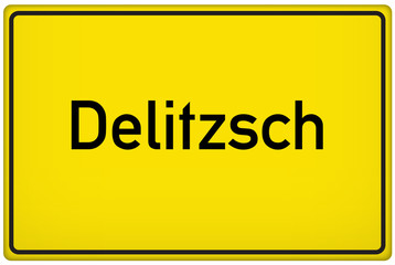 Fototapeta premium Ortseingangsschild der Stadt Delitzsch