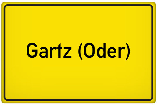 Ortseingangsschild der Stadt Gartz (Oder)