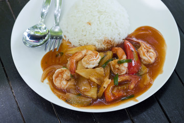 Sweet and Sour Shrimp with rice