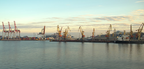 Fototapeta premium Cranes and containers at a port