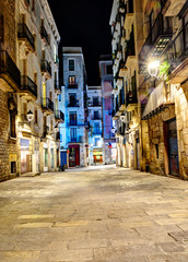night scene in gothic quarter, Barcelona, Spain