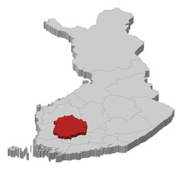 Map of Finland, Pirkanmaa highlighted