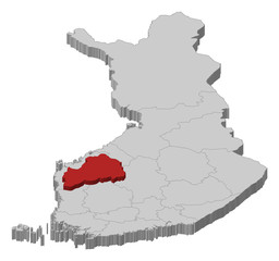 Map of Finland, Southern Ostrobothnia highlighted