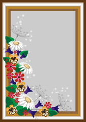 Frame with a corner of the wild flowers.Card.