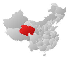 Map of China, Qinghai highlighted