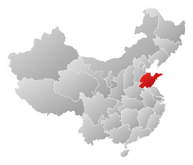 Map of China, Shandong highlighted