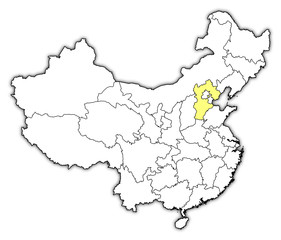 Map of China, Hebei highlighted