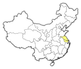Map of China, Jiangsu highlighted