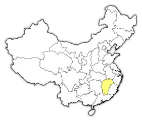 Map of China, Jiangxi highlighted