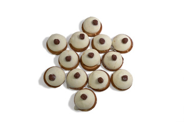 cookies covered with a spherical shape with white chocolate