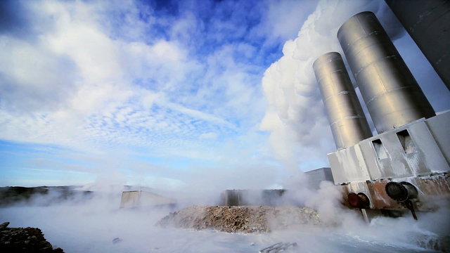 Geothermal Power Station in Barren Landscape
