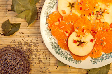 Dessert of oranges and apples
