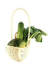 vegerables mix in basket on white background