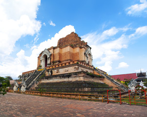 Ancient pagoda built with bricks.