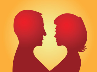 couple in love - silhouette illustration