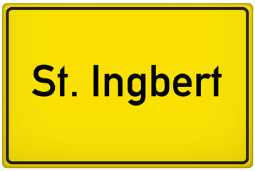 Fototapeta premium Ortseingangsschild der Stadt St. Ingbert
